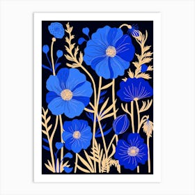 Blue Flower Illustration Love In A Mist Nigella 5 Art Print