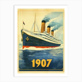 Aihrgdesign A Vintage Travel Poster Of A Grand Steamship In 1 F084c8e5 42ee 41be 808d 9e0c5041022b 2 Art Print