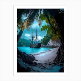 Pirate Ship On The Beach 1 Art Print