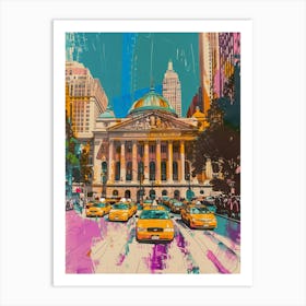 The New York Public Library New York Colourful Silkscreen Illustration 2 Art Print