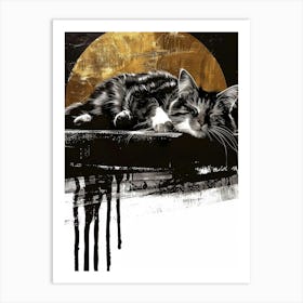 Cat In The Moonlight 14 Art Print