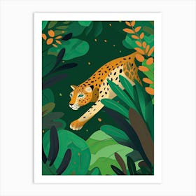 Jaguar Jungle Cartoon Illustration 2 Art Print