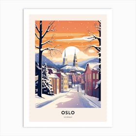 Vintage Winter Travel Poster Oslo Norway 1 Art Print