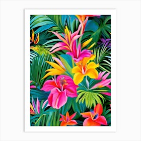 Tropical Flowers Seamless Pattern Art Print