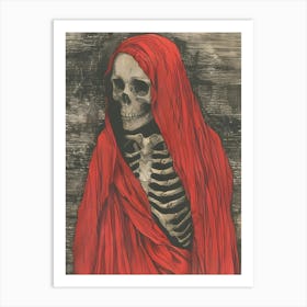 Skeleton In Red Art Print