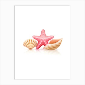 Colored seashells. Seashells. Summer. 3 Art Print