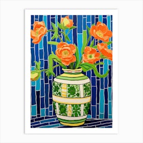 Flowers In A Vase Still Life Painting Freesia 2 Art Print