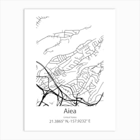 Aiea,United States Minimalist Map Art Print