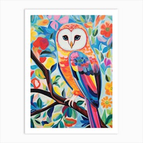Colourful Bird Painting Barn Owl 1 Art Print