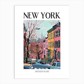 Greenwich Village New York Colourful Silkscreen Illustration 4 Poster Art Print