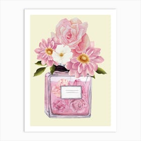 Pink Roses In A Vase Art Print