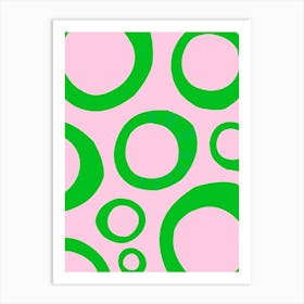 Green flying circles Art Print