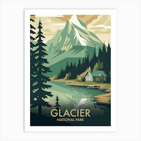 Glacier National Park Vintage Travel Poster 12 Art Print