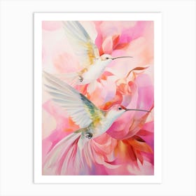 Pink Ethereal Bird Painting Hummingbird 5 Art Print