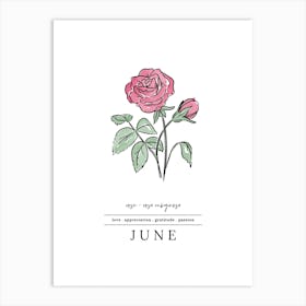 June Rose Birth Flower 2 Art Print