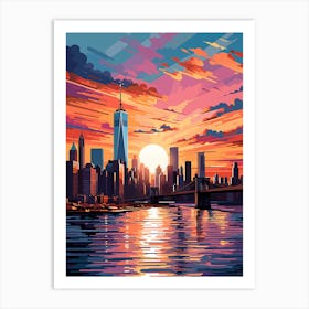 Sunset In New York City Art Print