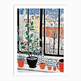The Windowsill Of Munich   Germany Snow Inspired By Matisse 2 Art Print