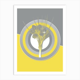 Vintage Autumn Crocus Botanical Geometric Art in Yellow and Gray n.377 Art Print