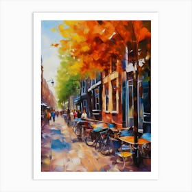 The city of Amsterdam, Netherlands, streets, cafes, passing by, the beauty of summer, oil colors.3 Art Print