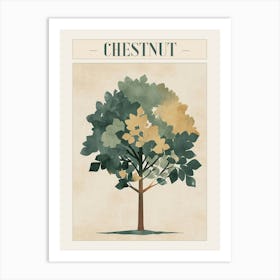 Chestnut Tree Minimal Japandi Illustration 3 Poster Art Print