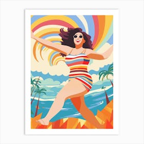 Body Positivity Day At The Beach Colourful Illustration  4 Art Print