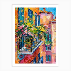 Balcony Painting In Sibenik 1 Art Print