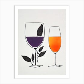 Bramble Picasso Line Drawing Cocktail Poster Art Print