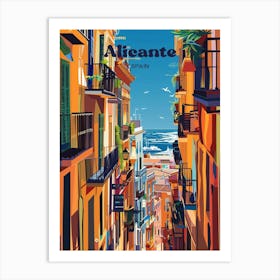 Alicante Spain Steep Travel Illustration Art Print