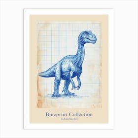 Ouranosaurus Dinosaur Blue Print Sketch 1 Poster Art Print