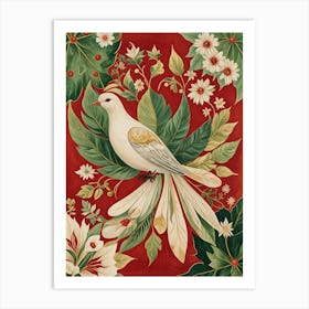 Botanical Christmas Dove Art Print