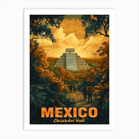 Vintage Chichen Itza, Mexico Art Print