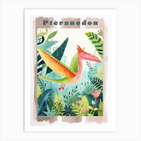 Pteranodon Dinosaur Cute Watercolour 3 Poster Art Print