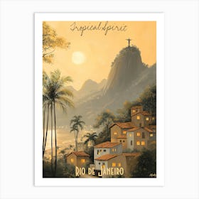 Rio De Janeiro, minimalist soft tones palette, watercolor poster Art Print