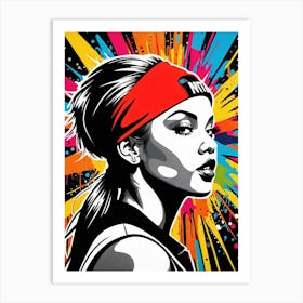 Graffiti Mural Of Beautiful Hip Hop Girl 95 Art Print