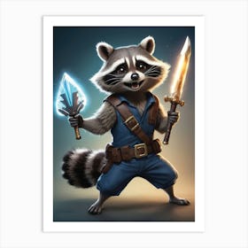 Raccoon With Sword Art Print