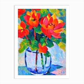 Lotus Floral Abstract Block Colour 1 Flower Art Print