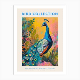 Colourful Brushstroke Peacock 9 Poster Art Print