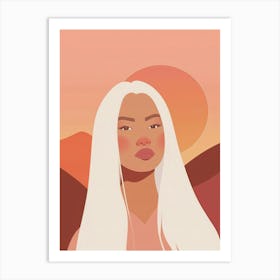 Portrait Of A Woman With White Hair Art Print