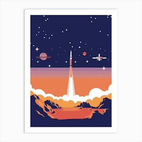 Space Rocket Launch Art Print