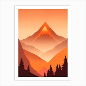 Misty Mountains Vertical Background In Orange Tone 5 Art Print