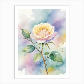 Watercolour Rose In Soft Hues Art Print