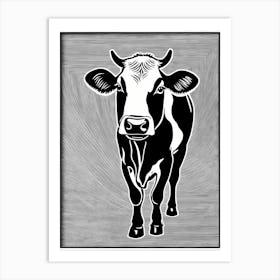 Cow Lino Black And White, 1141 Art Print