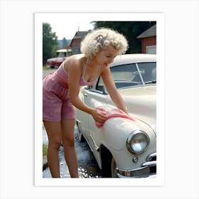 50's Style Community Car Wash Reimagined - Hall-O-Gram Creations 13 Art Print