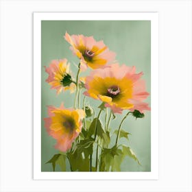 Sunflowers Flowers Acrylic Painting In Pastel Colours 12 Art Print