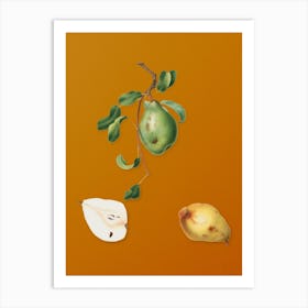 Vintage Pear Botanical on Sunset Orange n.0460 Art Print