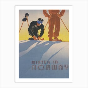 Winter in Norway Vintage Ski Poster Art Print