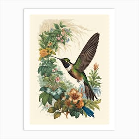 Hummingbird botanical flower beauty 3 Art Print