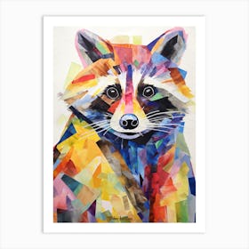 A Playful Raccoon In The Style Of Jasper Johns 3 Art Print