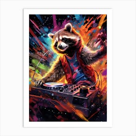 A Dj Raccoon Vibrant Paint Splashot 2 Art Print