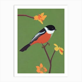 Carolina Chickadee Midcentury Illustration Bird Art Print